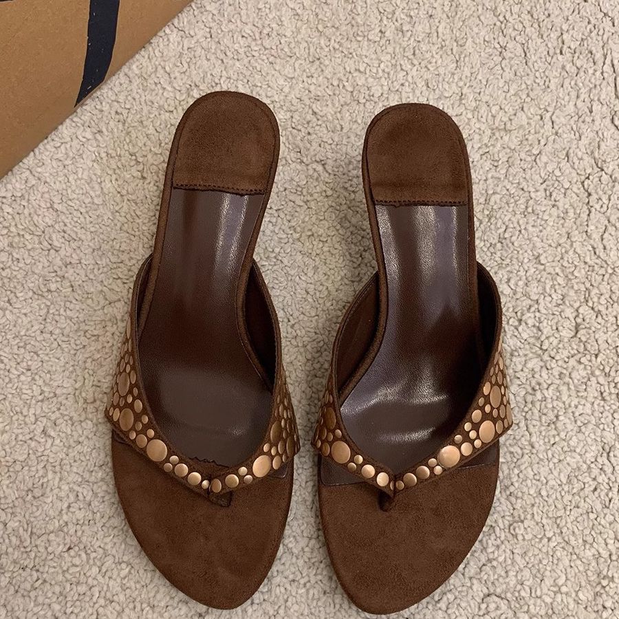 Ultra Comfort Platform Slides Women Brown Thong Sandals Vintage Slip On Outdoor Flip Flops Unique Design Elevated Sole, Women Shoes