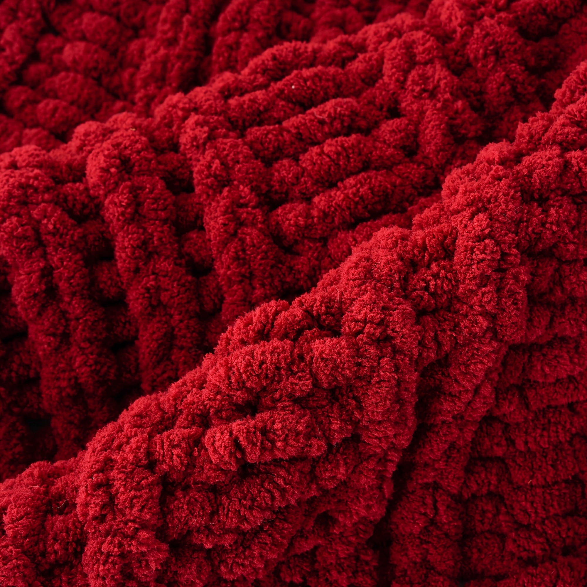 Caramel Rust Chunky Throw Blanket, Handmade Cable Crochet Blanket for Couch, Fall Orange Chenille Blanket Throw for Fall Decor, Super Soft Thick Textured Blankets, 50\