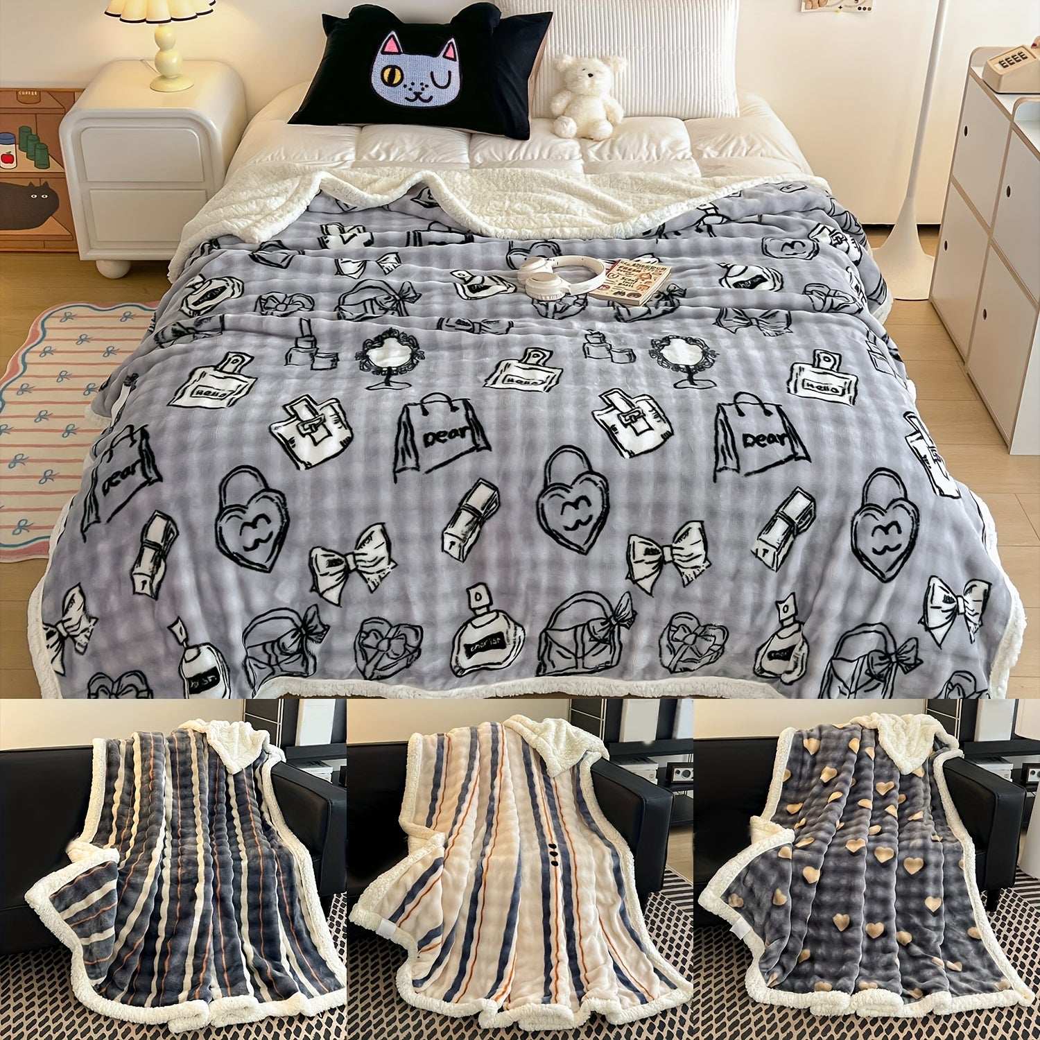 Heavyweight King Size Bed Blanket | Machine Washable, Gravity Blanket for Sofa Cover, Dormitory and Bedroom Cozy Bedding, Winter Living Room and Bedroom, DecorChristmas Gifts, Flannel Polyester