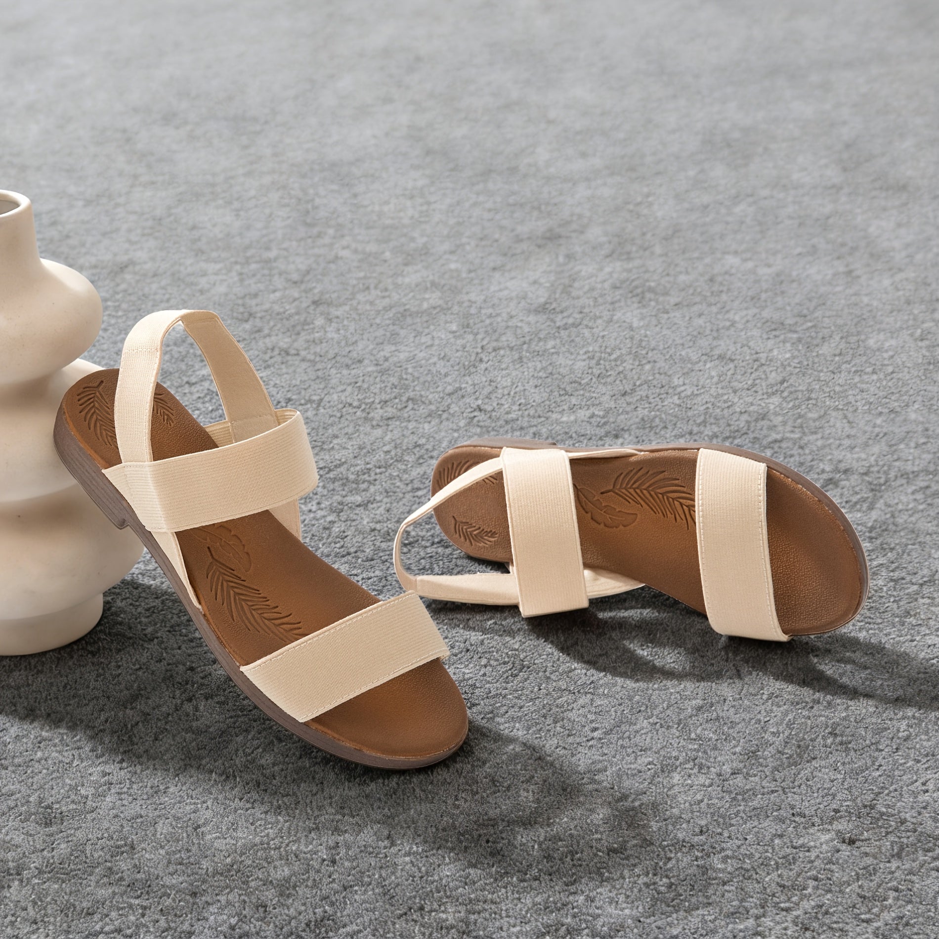 Flat Sandals for Women Featuring Gladiator Style - with Elastic Ankle Straps, Slip-Resistant Soles, And Comfortable Insoles, Perfect for Casual Summer Wear., Women Shoes