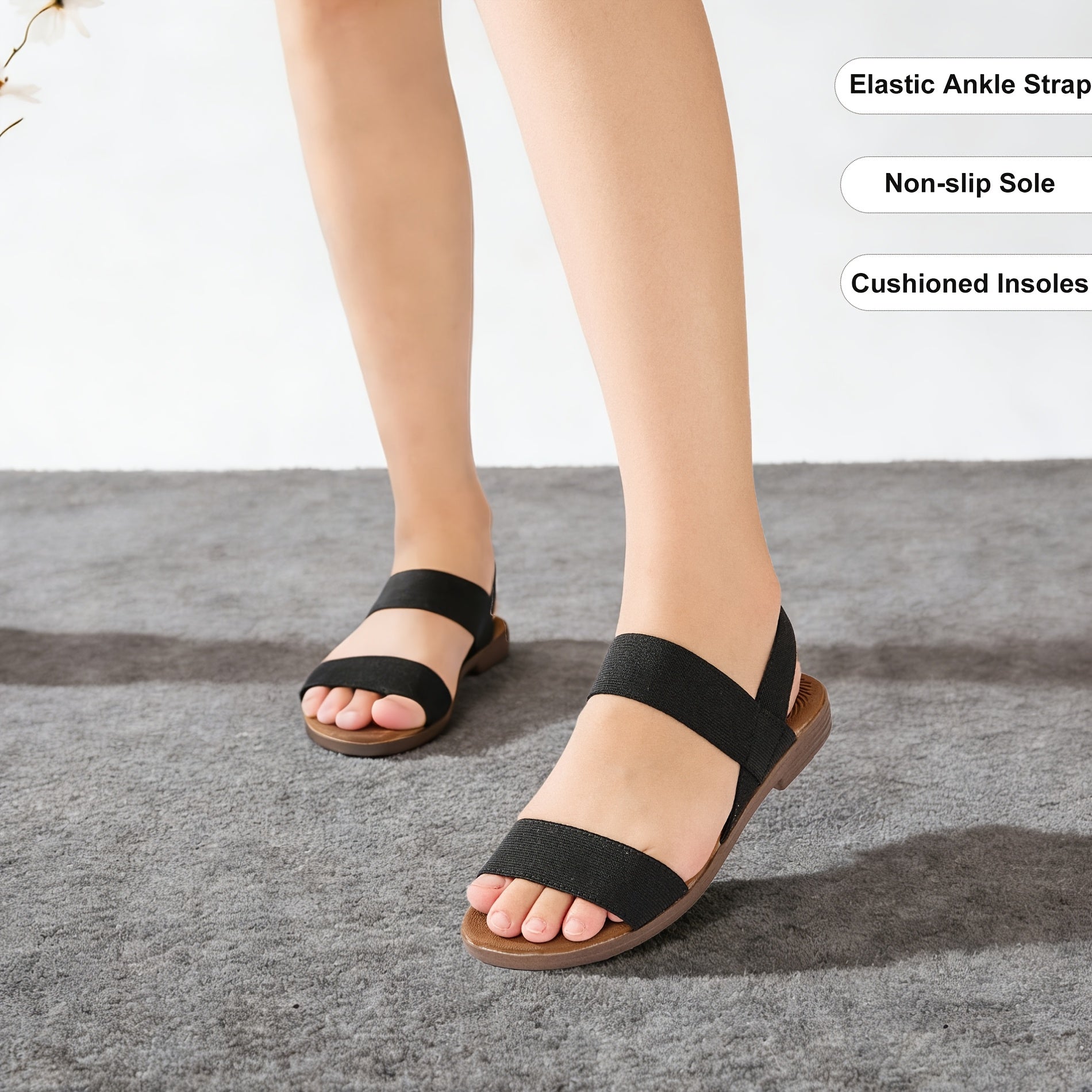 Flat Sandals for Women Featuring Gladiator Style - with Elastic Ankle Straps, Slip-Resistant Soles, And Comfortable Insoles, Perfect for Casual Summer Wear., Women Shoes