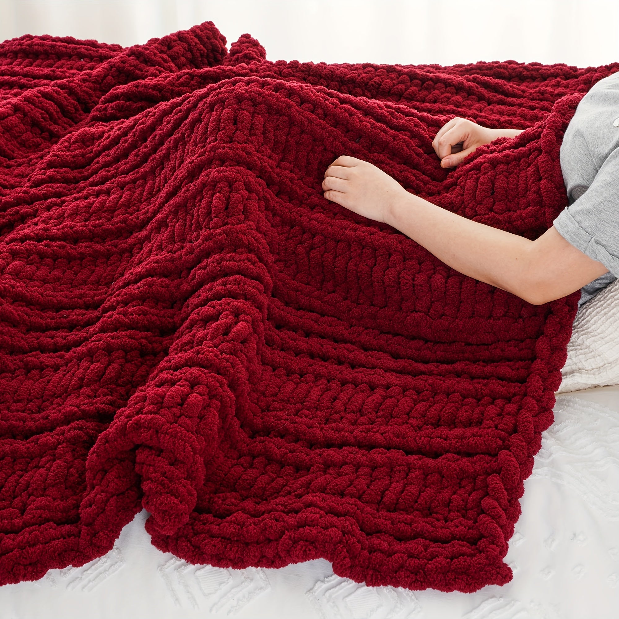 Caramel Rust Chunky Throw Blanket, Handmade Cable Crochet Blanket for Couch, Fall Orange Chenille Blanket Throw for Fall Decor, Super Soft Thick Textured Blankets, 50\