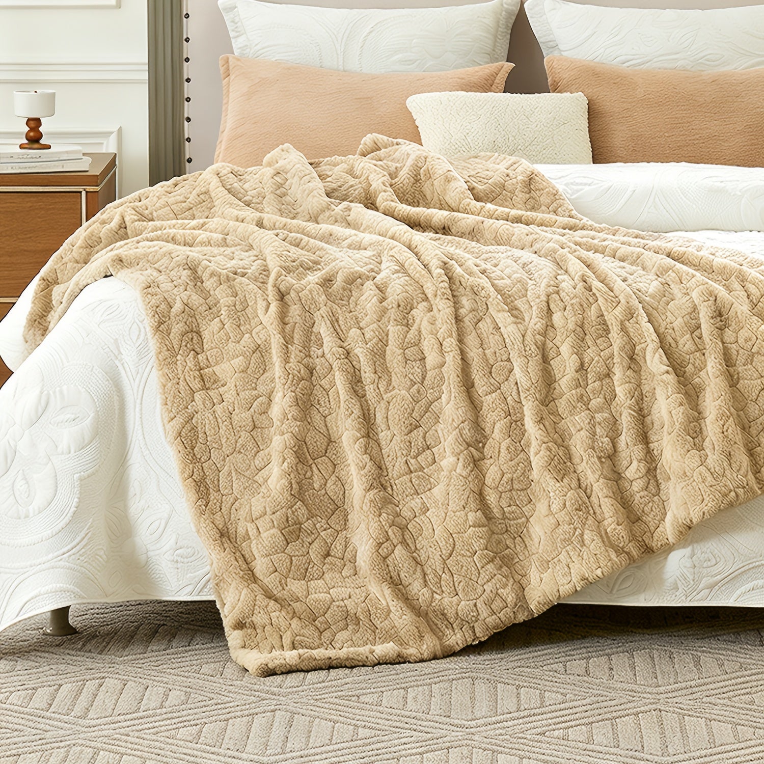 Luxury Heavyweight Blanket, Elegant Double-Brushed Blanket, Soft Comfort Blanket Ultra-Comfort Blankets, Living Room Sofa Blanket, Bedroom Blanket