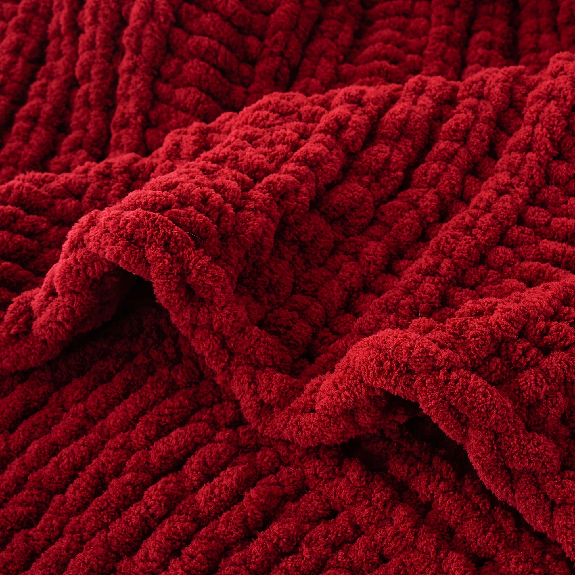 Caramel Rust Chunky Throw Blanket, Handmade Cable Crochet Blanket for Couch, Fall Orange Chenille Blanket Throw for Fall Decor, Super Soft Thick Textured Blankets, 50\