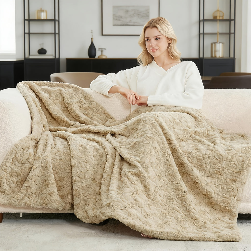 Luxury Heavyweight Blanket, Elegant Double-Brushed Blanket, Soft Comfort Blanket Ultra-Comfort Blankets, Living Room Sofa Blanket, Bedroom Blanket