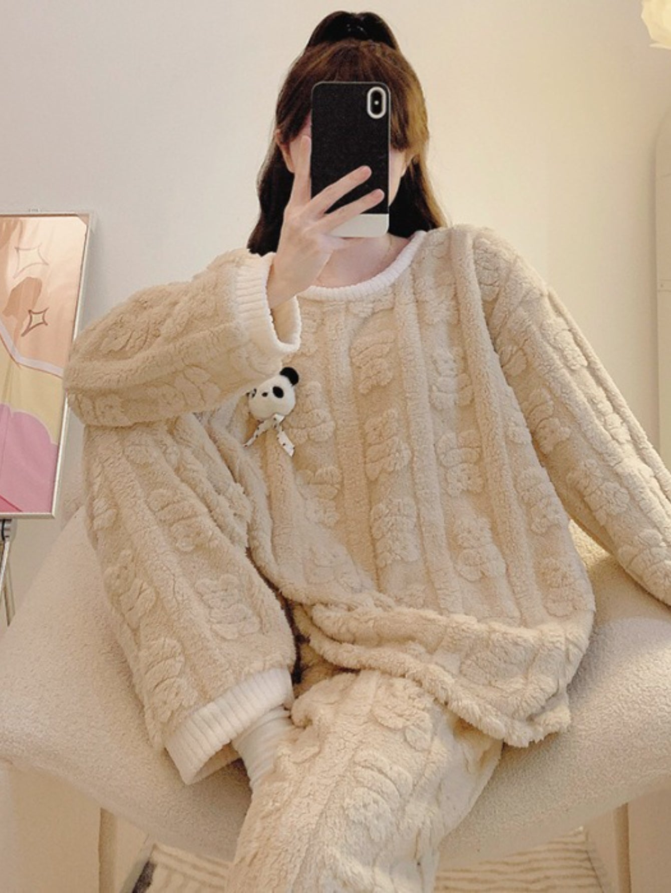 5XL Plus Size Pajama Set for Women, Cozy Coral Fleece Loungewear