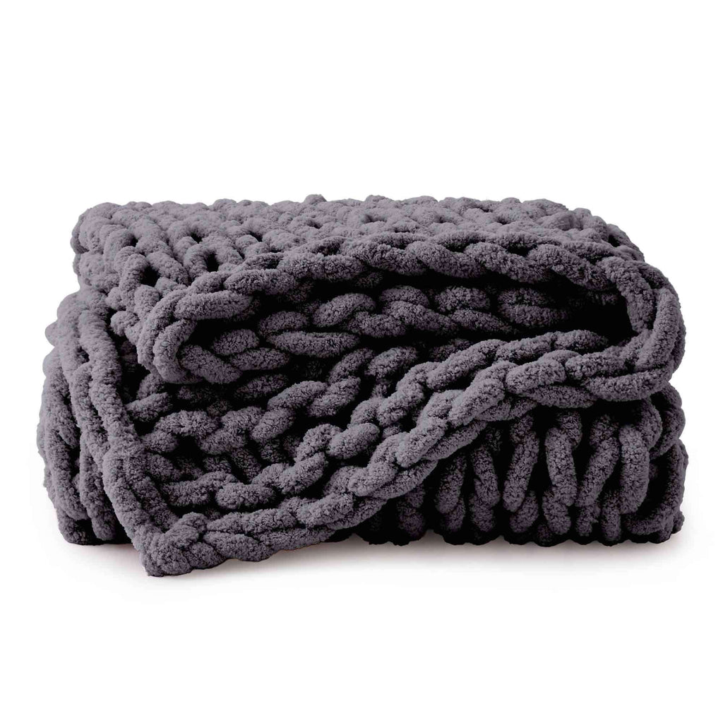 50*60inch Chunky Knitted Blanket, 100% Hand Woven Soft Chenille Blanket Handmade Thick Thread Knitted Crochet Blanket Sofa Home Decoration, Large Knot Blanket Farmhouse Blanket