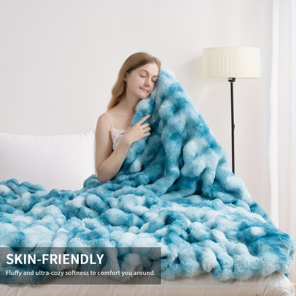 1pc ORHOPUI Faux Rabbit Fleece Blanket | Soft Warm Throw, Multifunctional for Bedroom, Guest Room, Living Room, Student Dormitory, Car, Sofa, Travel | Microfiber, Dry Clean Only, for all Seasons