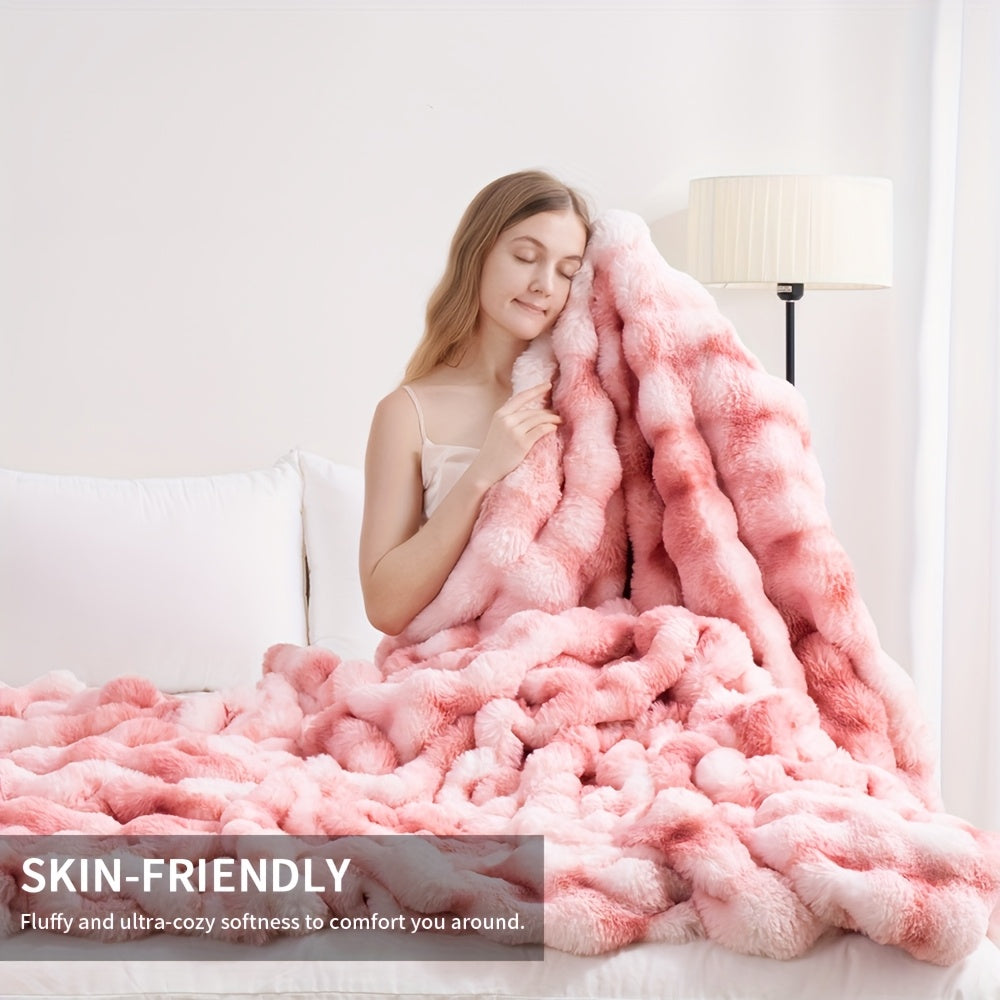 1pc ORHOPUI Faux Rabbit Fleece Blanket | Soft Warm Throw, Multifunctional for Bedroom, Guest Room, Living Room, Student Dormitory, Car, Sofa, Travel | Microfiber, Dry Clean Only, for all Seasons