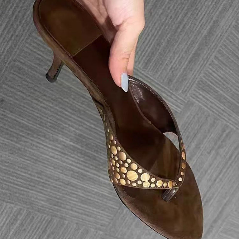 Ultra Comfort Platform Slides Women Brown Thong Sandals Vintage Slip On Outdoor Flip Flops Unique Design Elevated Sole, Women Shoes