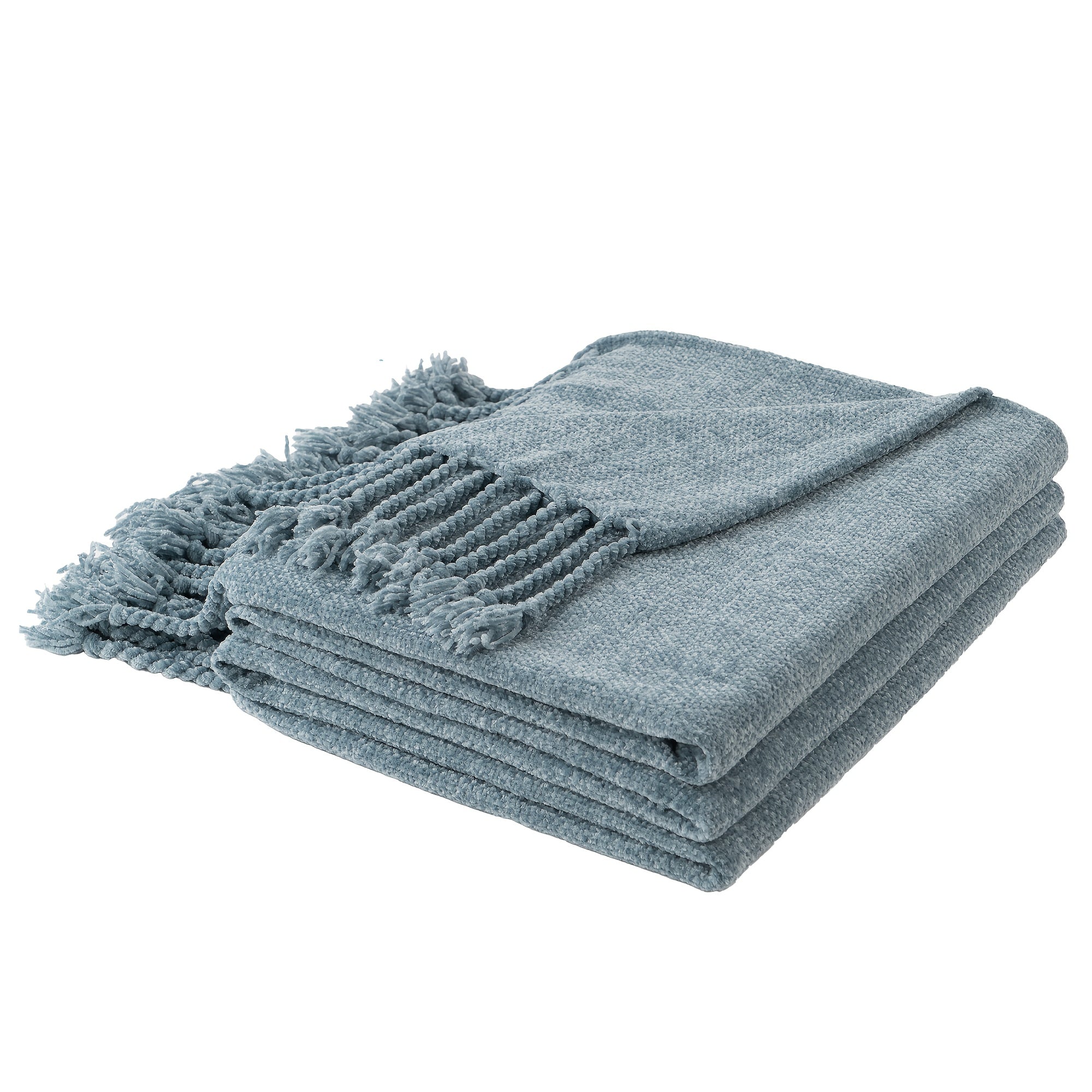 Extra Large Olive Green Chenille Throw Blanket - Luxury Soft & Cozy Fringe Tassel Edge, All-Season Couch Bedspread - Elegant Modern Home Decor in Olive Green