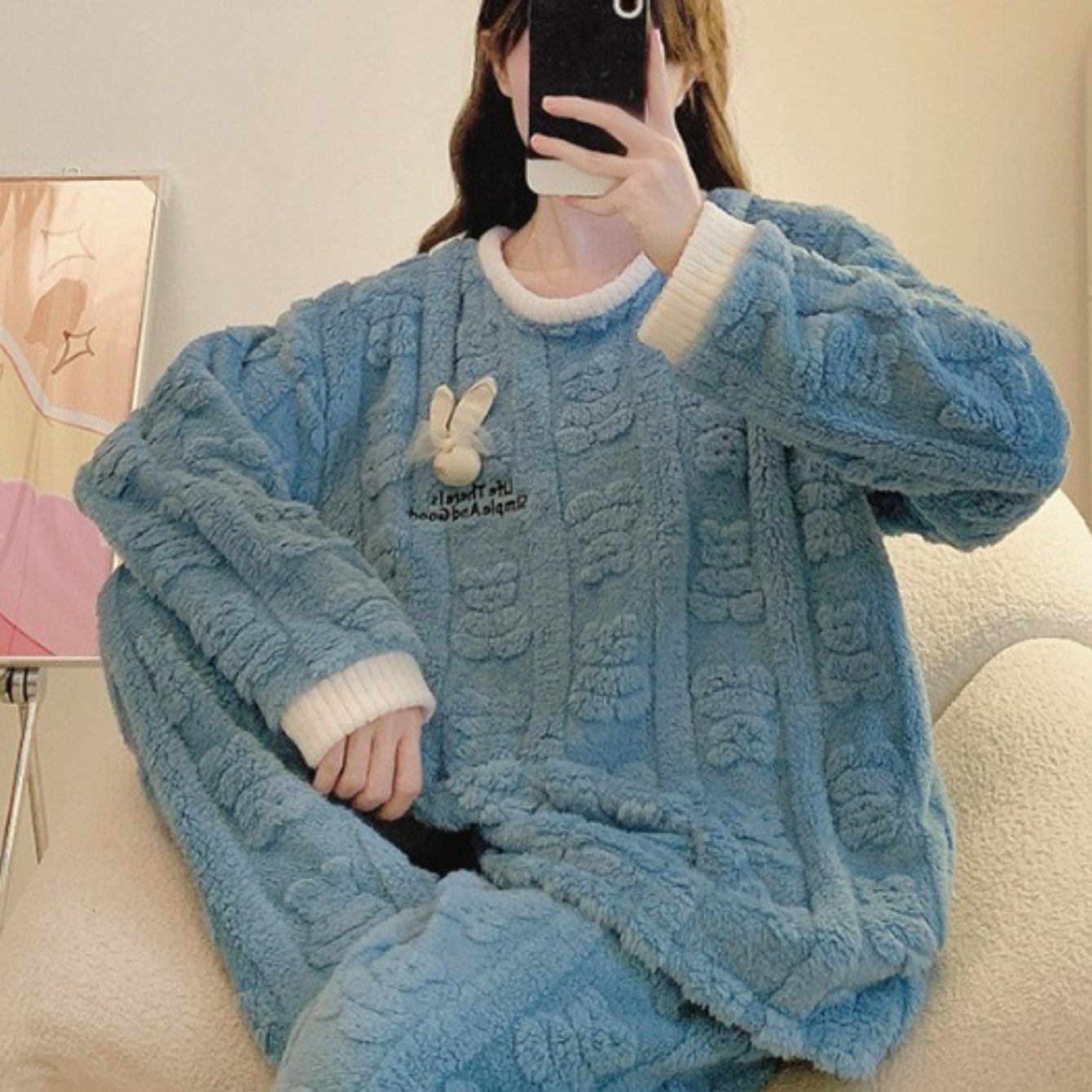 5XL Plus Size Pajama Set for Women, Cozy Coral Fleece Loungewear