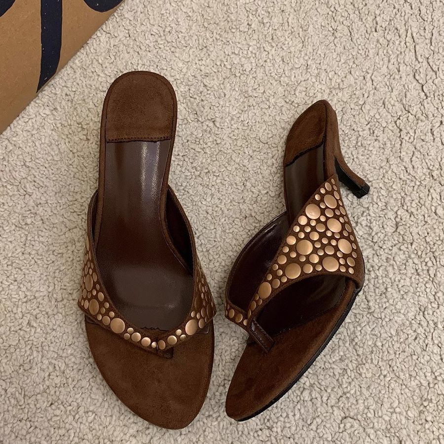 Ultra Comfort Platform Slides Women Brown Thong Sandals Vintage Slip On Outdoor Flip Flops Unique Design Elevated Sole, Women Shoes