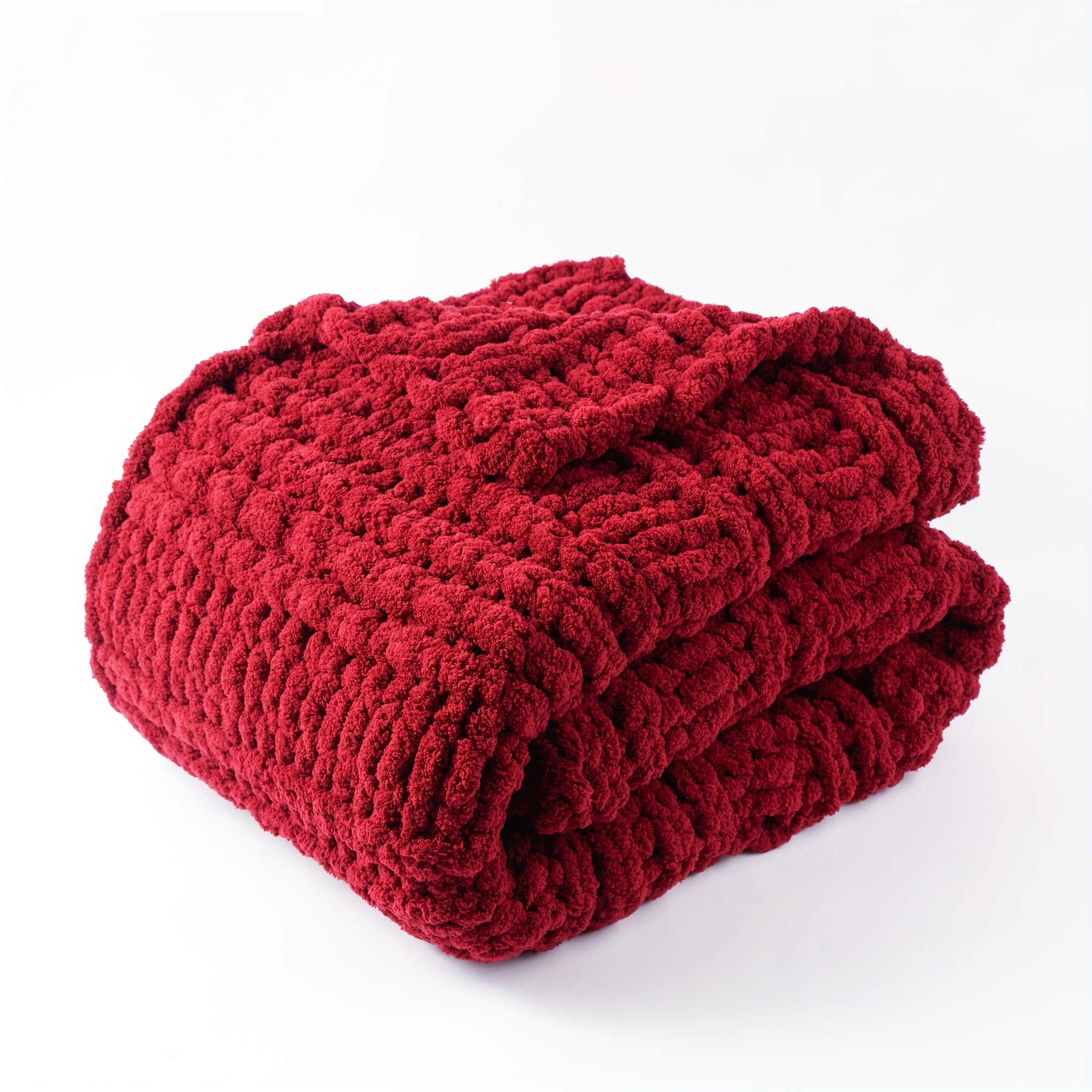 Caramel Rust Chunky Throw Blanket, Handmade Cable Crochet Blanket for Couch, Fall Orange Chenille Blanket Throw for Fall Decor, Super Soft Thick Textured Blankets, 50\