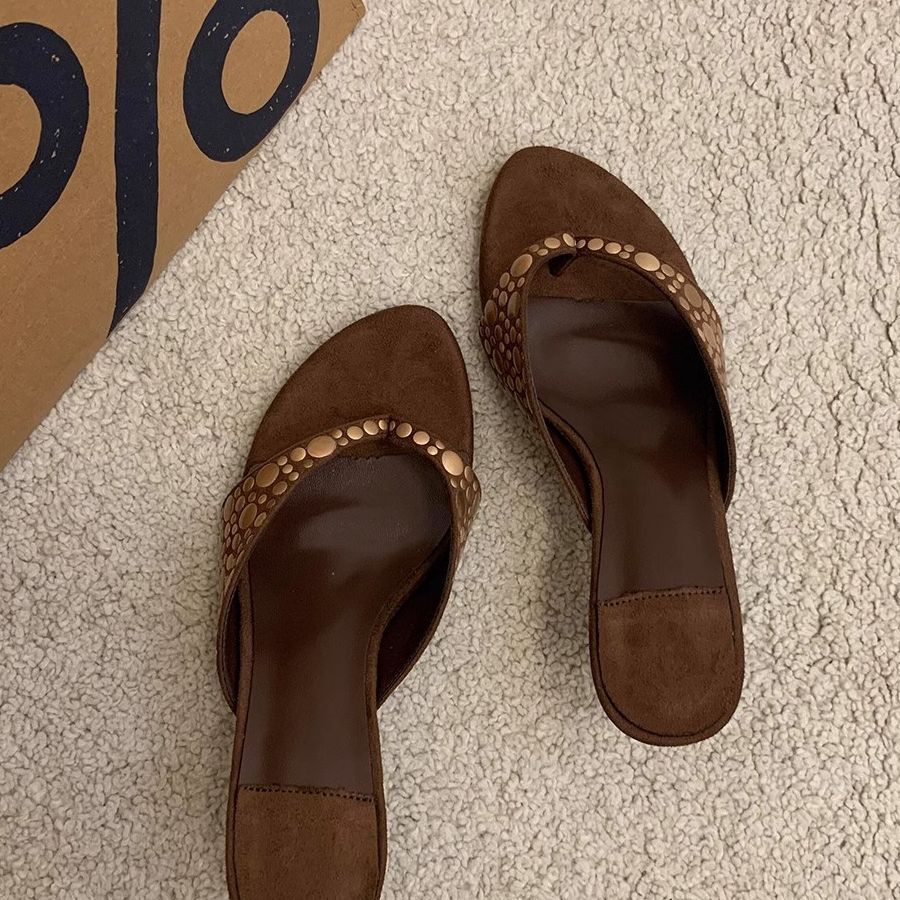 Ultra Comfort Platform Slides Women Brown Thong Sandals Vintage Slip On Outdoor Flip Flops Unique Design Elevated Sole, Women Shoes