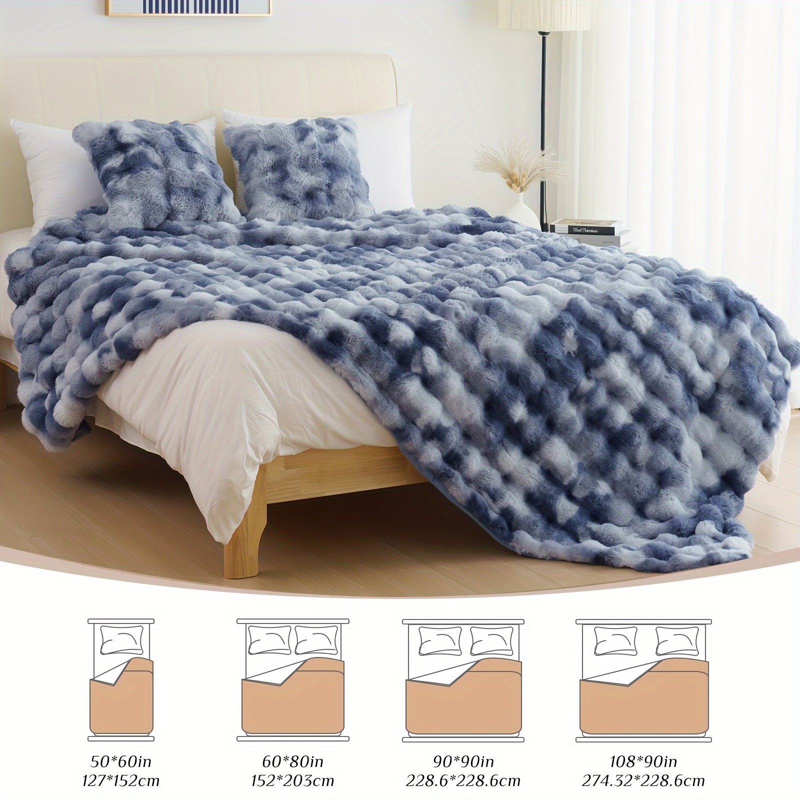 1pc ORHOPUI Faux Rabbit Fleece Blanket | Soft Warm Throw, Multifunctional for Bedroom, Guest Room, Living Room, Student Dormitory, Car, Sofa, Travel | Microfiber, Dry Clean Only, for all Seasons