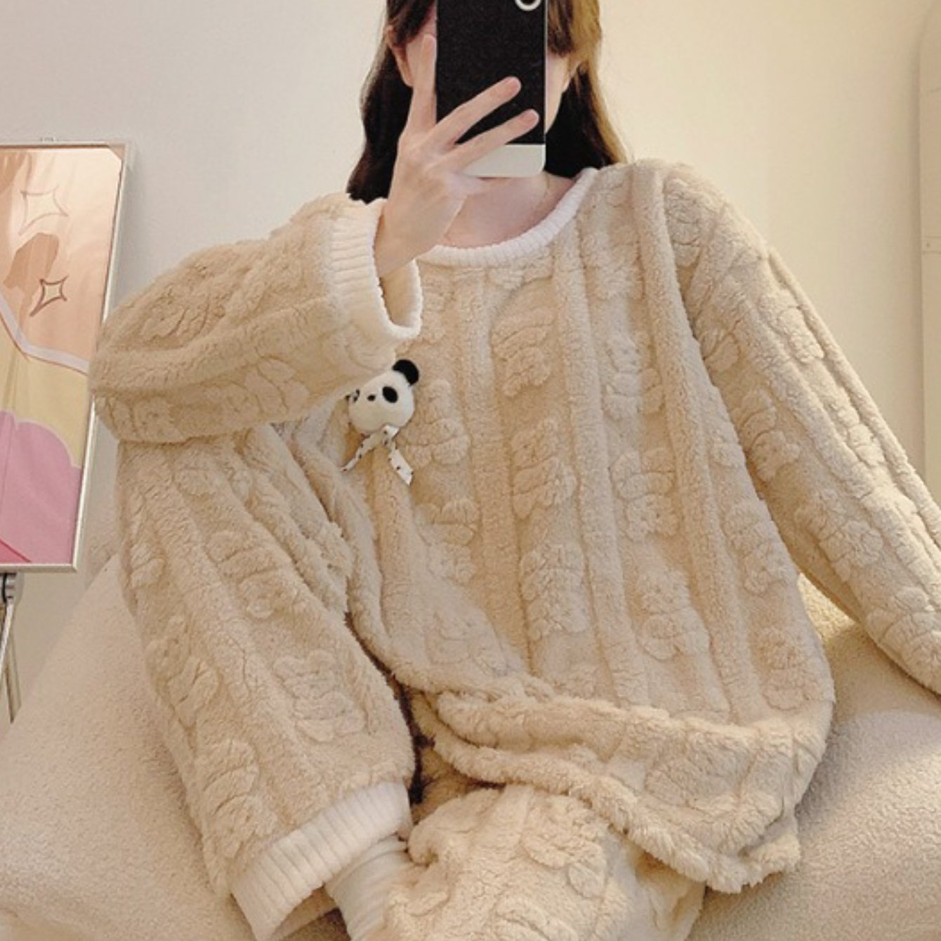 5XL Plus Size Pajama Set for Women, Cozy Coral Fleece Loungewear