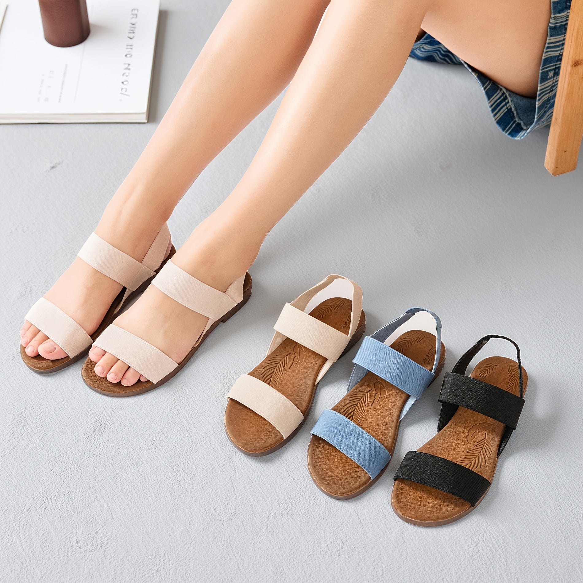 Flat Sandals for Women Featuring Gladiator Style - with Elastic Ankle Straps, Slip-Resistant Soles, And Comfortable Insoles, Perfect for Casual Summer Wear., Women Shoes