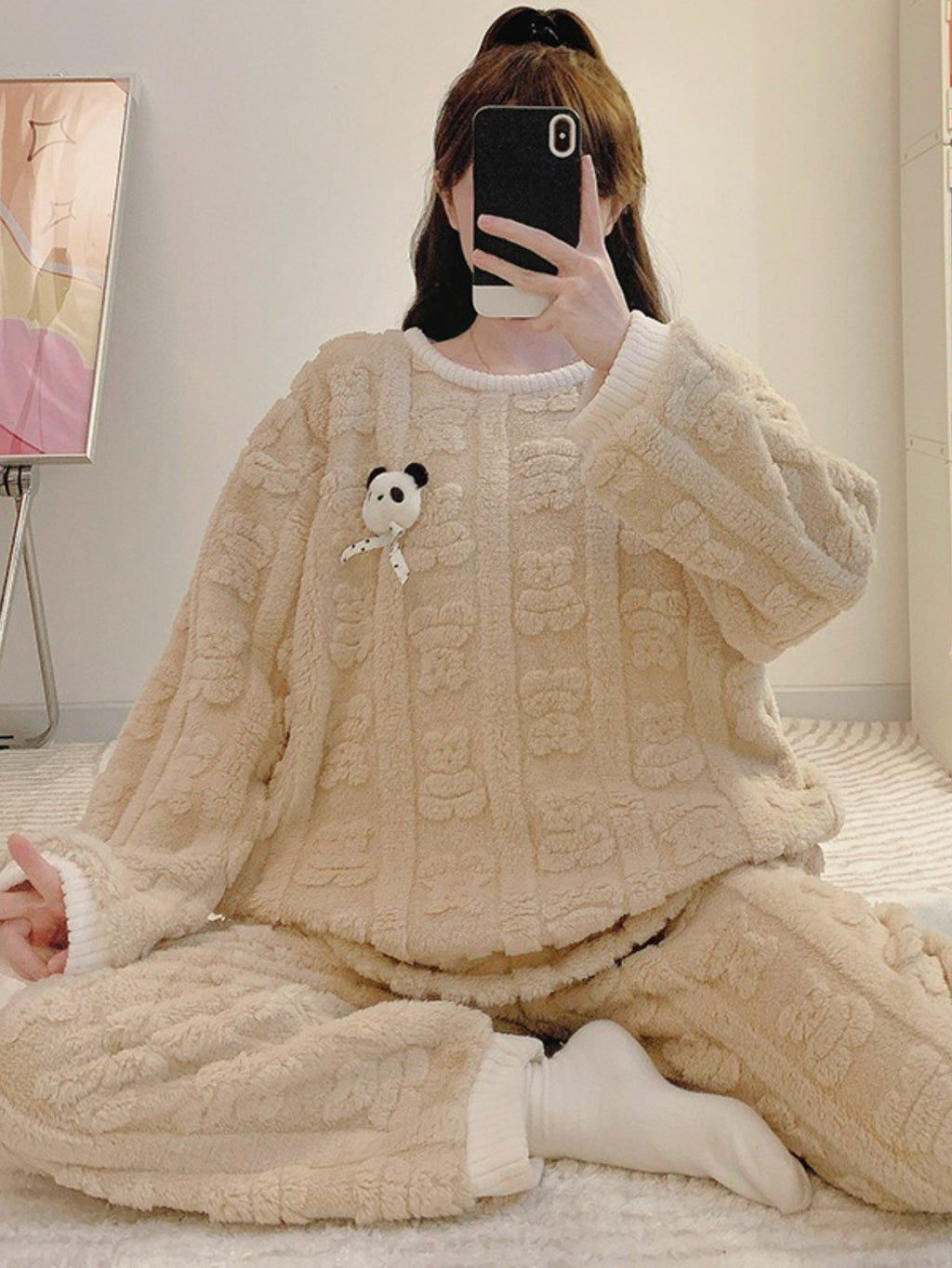 5XL Plus Size Pajama Set for Women, Cozy Coral Fleece Loungewear